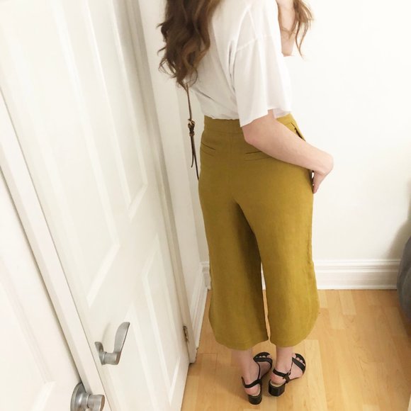 Massimo Dutti Runway Yellow High Rise Crop Pants - Picture 14 of 16